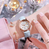 Women's Fashion Simple Luminous Double Calendar Waterproof Quartz Watch Alloy Case Imitation Leather Strap Stainless Steel Clasp Round Dial
