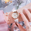 Women's Fashion Simple Luminous Double Calendar Waterproof Quartz Watch Alloy Case Imitation Leather Strap Stainless Steel Clasp Round Dial
