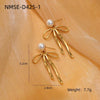 Women's Fashion Simple Pearl Bow Love Shape Titanium Steel Electroplated Earrings