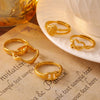 Women's Fashion Simple Personality Love Shape 316L Stainless Steel Gold Plated Open Ring With Heart And Geometric Patterns
