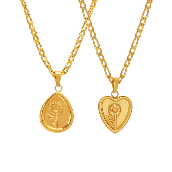 Women's Fashion Simple Stainless Steel And Titanium Steel Heart Pendant Necklace With Geometric Pattern Electroplated 18K Real Gold Light Luxury Style Versatile Accessories