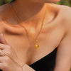 Women's Fashion Simple Stainless Steel And Titanium Steel Heart Pendant Necklace With Geometric Pattern Electroplated 18K Real Gold Light Luxury Style Versatile Accessories