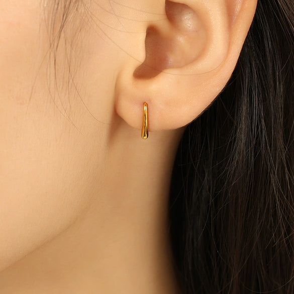 Women's Fashion Simple Ushaped Metal Fishhook Design 316L Stainless Steel Electroplated Earrings