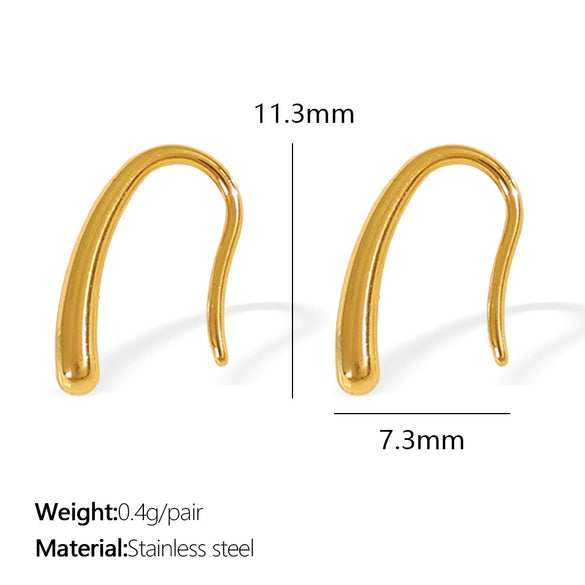 Women's Fashion Simple Ushaped Metal Fishhook Design 316L Stainless Steel Electroplated Earrings