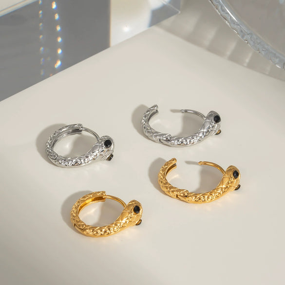 Women's Fashion Snake Earrings Stainless Steel With Pvd Furnace Vacuum Real Gold Plating Animal Design