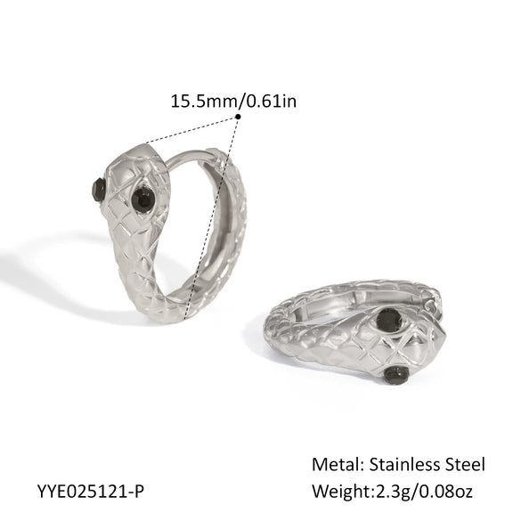 Women's Fashion Snake Earrings Stainless Steel With Pvd Furnace Vacuum Real Gold Plating Animal Design