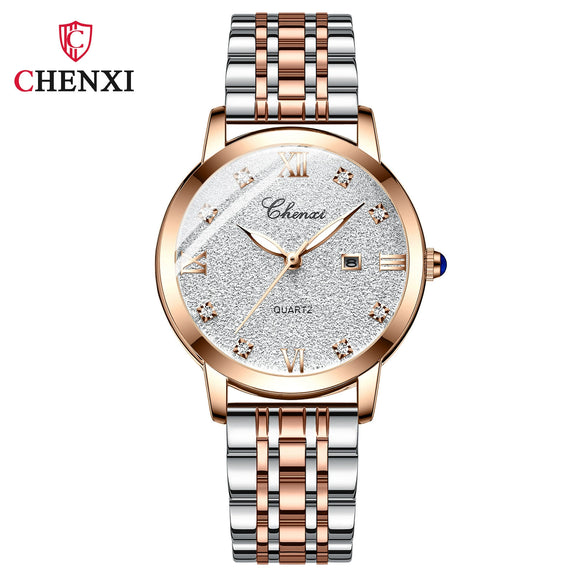 Women's Fashion Square Alloy Case Stainless Steel Band Waterproof Diamond Inlaid Watch