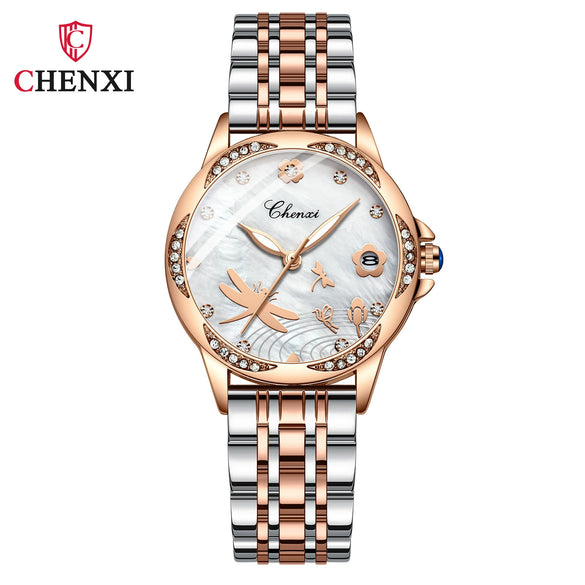 Women's Fashion Square Alloy Case Stainless Steel Band Waterproof Diamond Inlaid Watch
