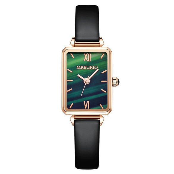 Women's Fashion Square Dial Leather Strap Quartz Watch Made Of Alloy With Stainless Steel Clasp And Mineral Strengthened Mirror