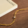 Women's Fashion Square Geometric Zircon Inlaid Stainless Steel Bracelet With 18K Gold Vacuum Plating