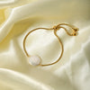 Women's Fashion Square Stainless Steel Natural Shell Bead Bracelet With Pvdp Furnace Real Gold Treatment