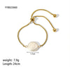 Women's Fashion Square Stainless Steel Natural Shell Bead Bracelet With Pvdp Furnace Real Gold Treatment
