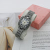 Women's Fashion Square Starry Quartz Alloy And Stainless Steel Watch With Diamond Embedded And Spiral Crown