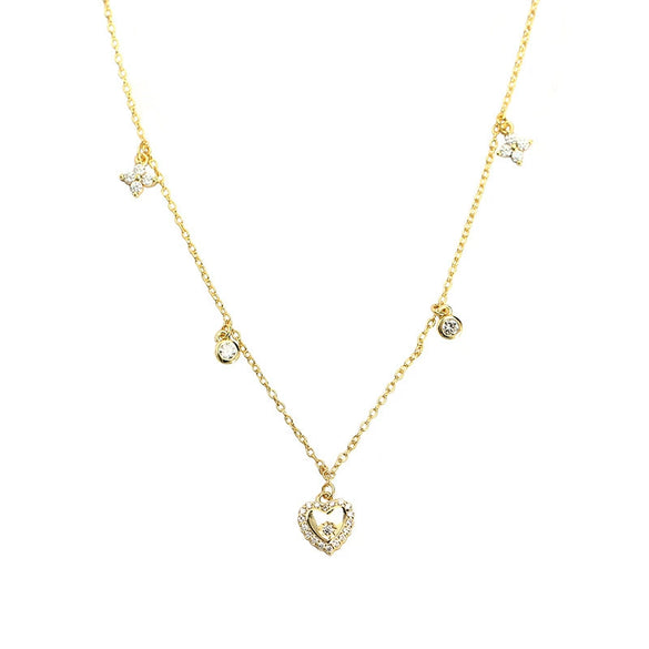 Women's Fashion Stacked Heartshaped Clavicle Necklace S925 Silver Ochain With Electroplating