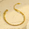 Women's Fashion Stainless Steel And 18K Gold Stacked Bracelets With Colorful Rice Beads And Electroplating Treatment