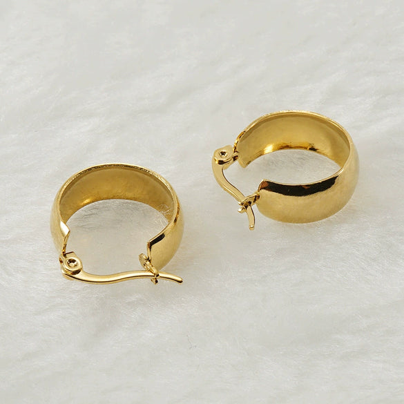 Women's Fashion Stainless Steel And 316L Stainless Steel Exaggerated Round Buckle Earrings With Geometric Style And Electroplating Treatment
