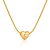 Women's Fashion 316L Stainless Steel And 316L Stainless Steel Heart And Letter Pendant Snake Bone Chain Necklace With Electroplating