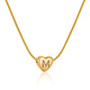 Women's Fashion 316L Stainless Steel And 316L Stainless Steel Heart And Letter Pendant Snake Bone Chain Necklace With Electroplating