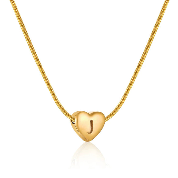Women's Fashion 316L Stainless Steel And 316L Stainless Steel Heart And Letter Pendant Snake Bone Chain Necklace With Electroplating