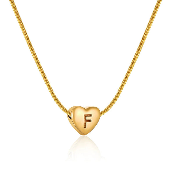 Women's Fashion 316L Stainless Steel And 316L Stainless Steel Heart And Letter Pendant Snake Bone Chain Necklace With Electroplating