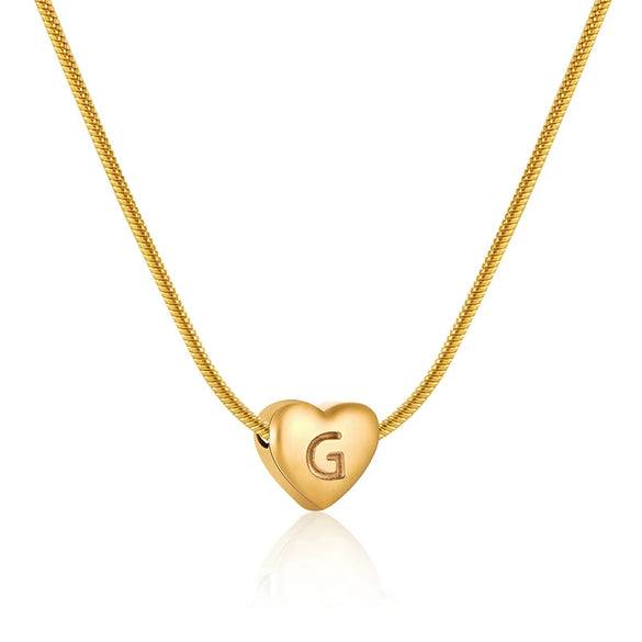 Women's Fashion 316L Stainless Steel And 316L Stainless Steel Heart And Letter Pendant Snake Bone Chain Necklace With Electroplating