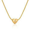 Women's Fashion 316L Stainless Steel And 316L Stainless Steel Heart And Letter Pendant Snake Bone Chain Necklace With Electroplating