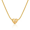 Women's Fashion 316L Stainless Steel And 316L Stainless Steel Heart And Letter Pendant Snake Bone Chain Necklace With Electroplating