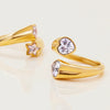 Women's Fashion Stainless Steel Asymmetric Opening Fivepointed Star Zircon Ring Electroplated Jewelry