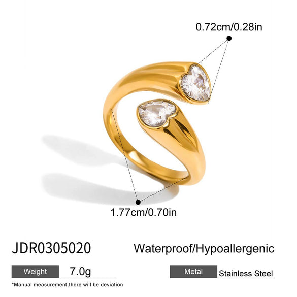 Women's Fashion Stainless Steel Asymmetric Opening Fivepointed Star Zircon Ring Electroplated Jewelry