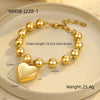 Women's Fashion Stainless Steel Beaded Heart Shaped Geometric Bracelet With 18K Electroplating