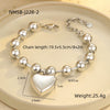 Women's Fashion Stainless Steel Beaded Heart Shaped Geometric Bracelet With 18K Electroplating