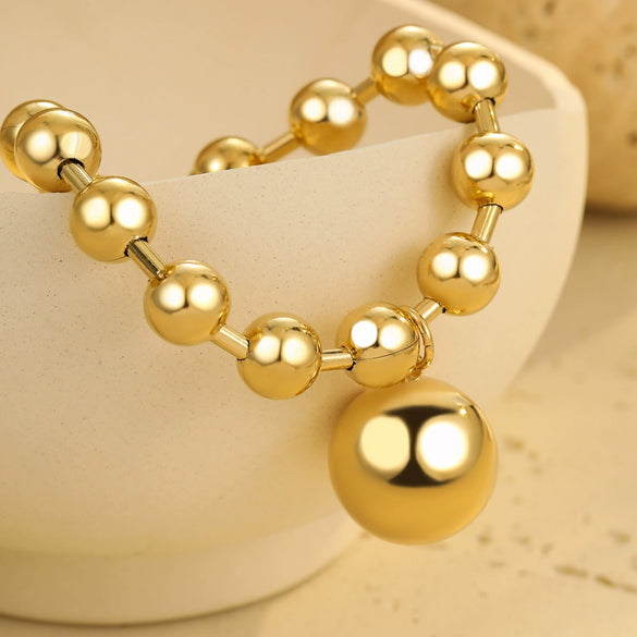 Women's Fashion Stainless Steel Beaded Heart Shaped Geometric Bracelet With 18K Electroplating
