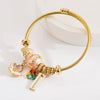 Women's Fashion Stainless Steel Bracelet With Diamond And Flower Pendant
