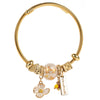 Women's Fashion Stainless Steel Bracelet With Diamond And Flower Pendant