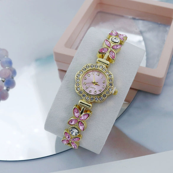 Women's Fashion Stainless Steel Flowershaped Bracelet Watch