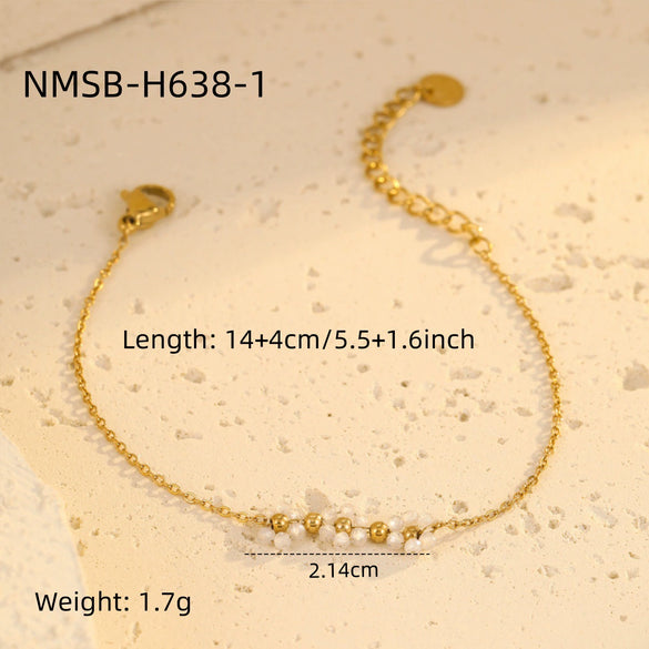 Women's Fashion Stainless Steel Geometric Beaded Bracelet With Electroplating Treatment