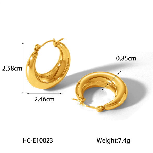 Women's Fashion Stainless Steel Geometric Hollow Electroplated Allmatch Nonfading Earrings