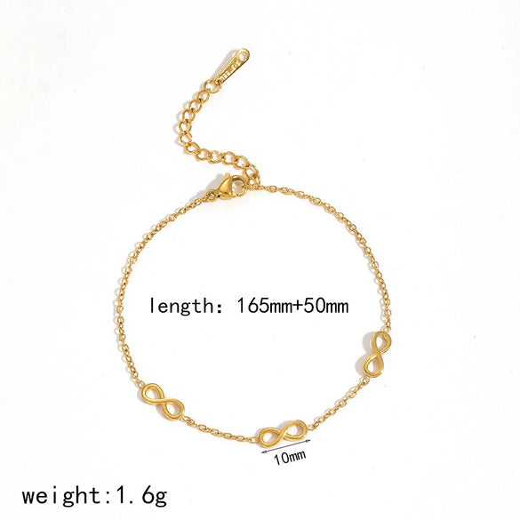 Women's Fashion Stainless Steel Heart Shaped Electroplated Bracelet And Anklet Jewelry