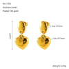 Women's Fashion Stainless Steel Heartshaped Golden Electroplated Earrings Jewelry