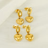 Women's Fashion Stainless Steel Heartshaped Golden Electroplated Earrings Jewelry