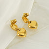 Women's Fashion Stainless Steel Heartshaped Golden Electroplated Earrings Jewelry