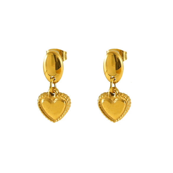 Women's Fashion Stainless Steel Heartshaped Golden Electroplated Earrings Jewelry