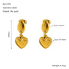 Women's Fashion Stainless Steel Heartshaped Golden Electroplated Earrings Jewelry