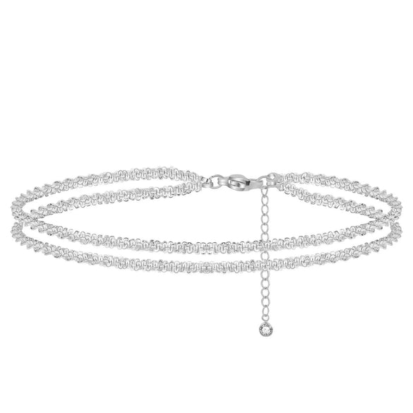 Women's Fashion Stainless Steel Multi Layer Cuban And Snake Chain Anklet With Geometric Design