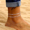Women's Fashion Stainless Steel Multi Layer Cuban And Snake Chain Anklet With Geometric Design