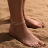 Women's Fashion Stainless Steel Multi Layer Cuban And Snake Chain Anklet With Geometric Design