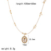 Women's Fashion Stainless Steel Necklace With Electroplating Pearl Chain And Rose Flower Pendant