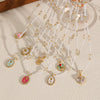 Women's Fashion Stainless Steel Necklace With Electroplating Pearl Chain And Rose Flower Pendant