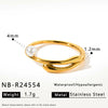 Women’s Fashion Stainless Steel Ring With Imitation Pearl Geometric Design And 18K Vacuum Plated Finish