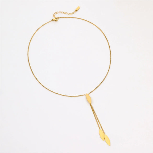 Women's Fashion Stainless Steel Sweater Chain With Water Drop Disc Pendant And Electroplating Treatment